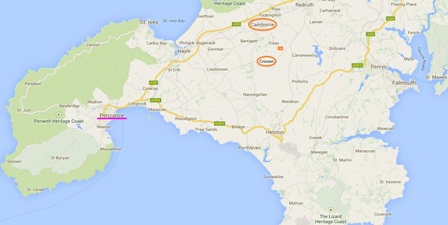 Western Cornwall map